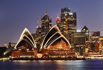 Famous Buildings Greatly Illuminated at Sunset — Pool Cover Systems in Sydney, NSW
