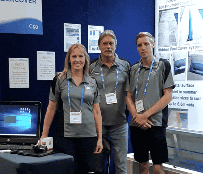 Three Employees with Wearing their IDs — Pool Cover Systems in Darwin, NT